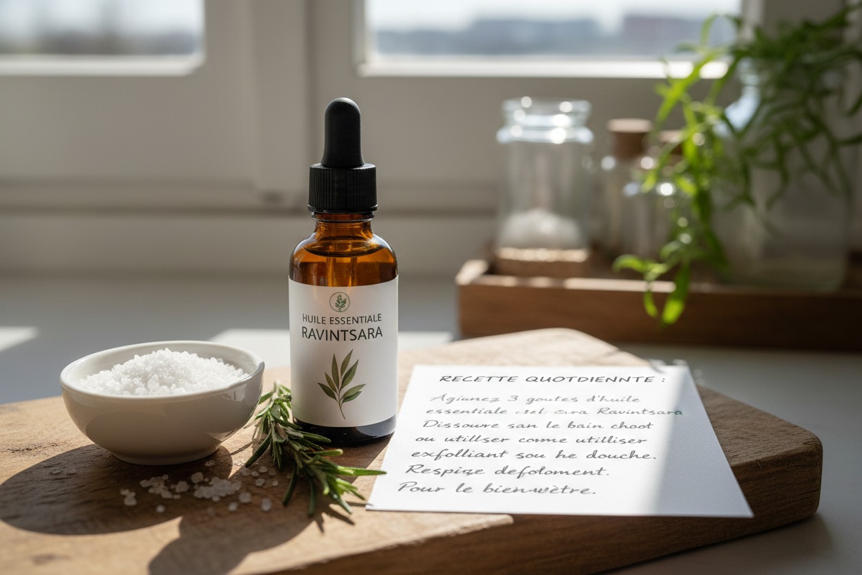 Une recette simple à utiliser au quotidien l'huile de massage au Ravintsara